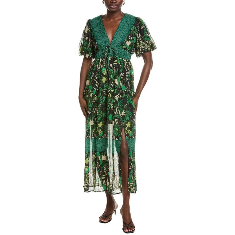 Marion Womens  Printed Floral Midi Dress, Green